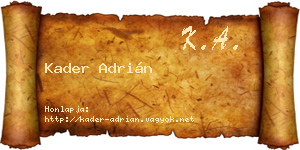 Kader Adrián névjegykártya